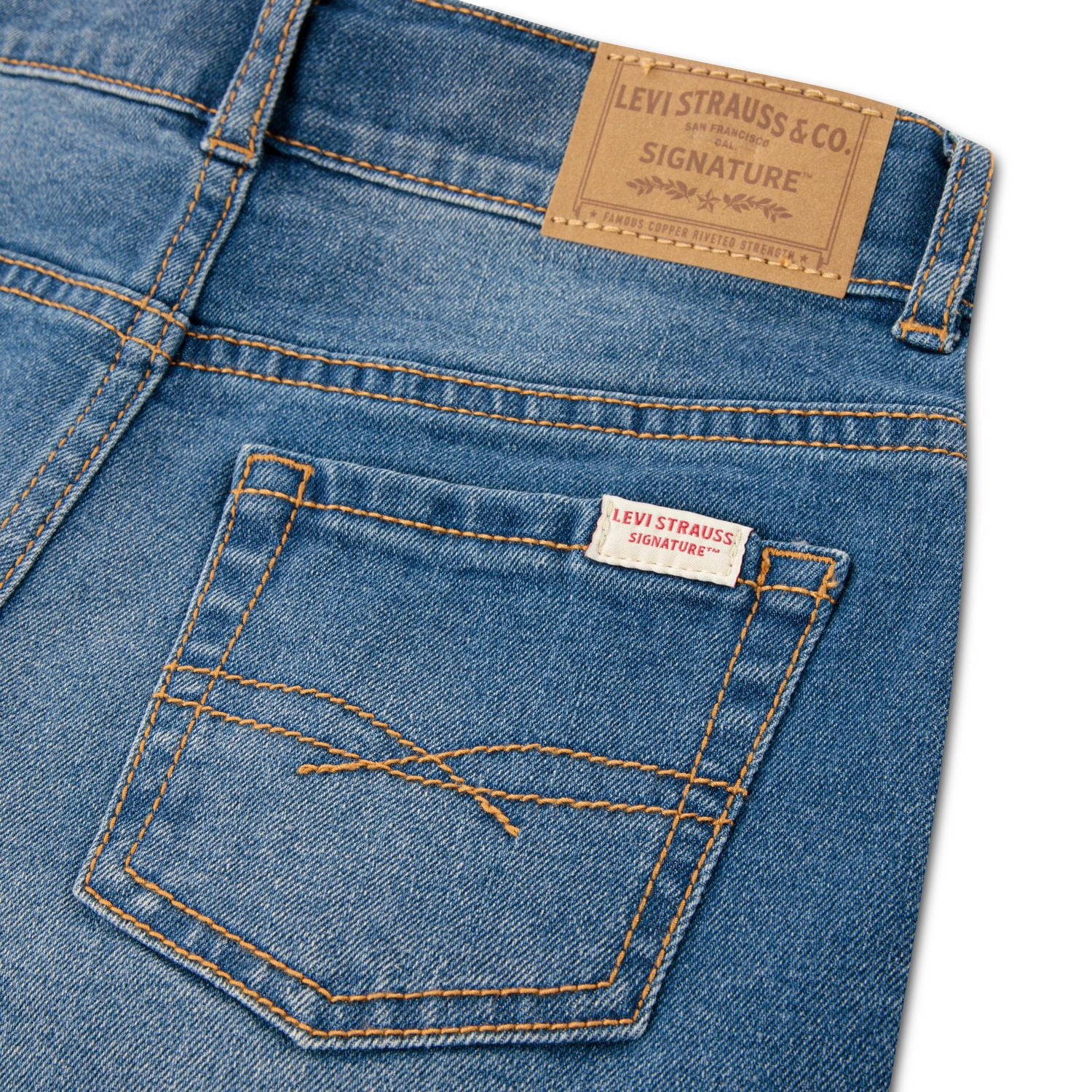 Levi Strauss Signature Girls' High-Rise Denim Shorts