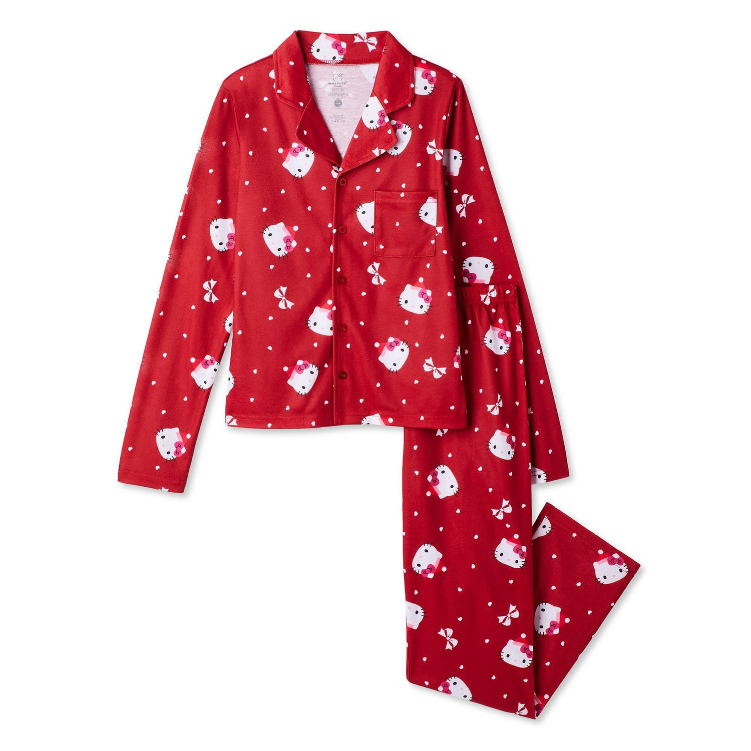 Pyjama 2 pièces à col cranté Hello Kitty pour filles