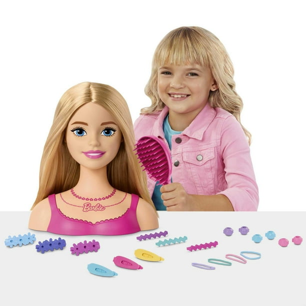 Barbie Tête à coiffer, cheveux blonds, 20 accessoires colorés Âges 3+ 