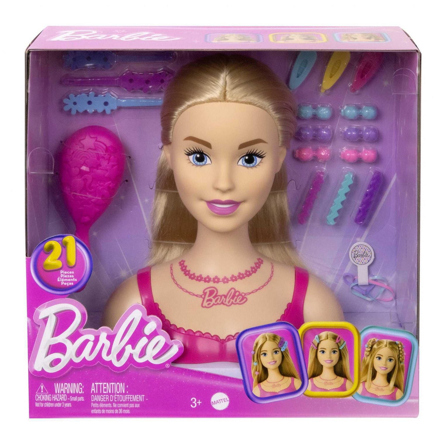 Barbie Doll Styling Head, Blond Hair with 20 Colorful Accessories, Ages 3+  