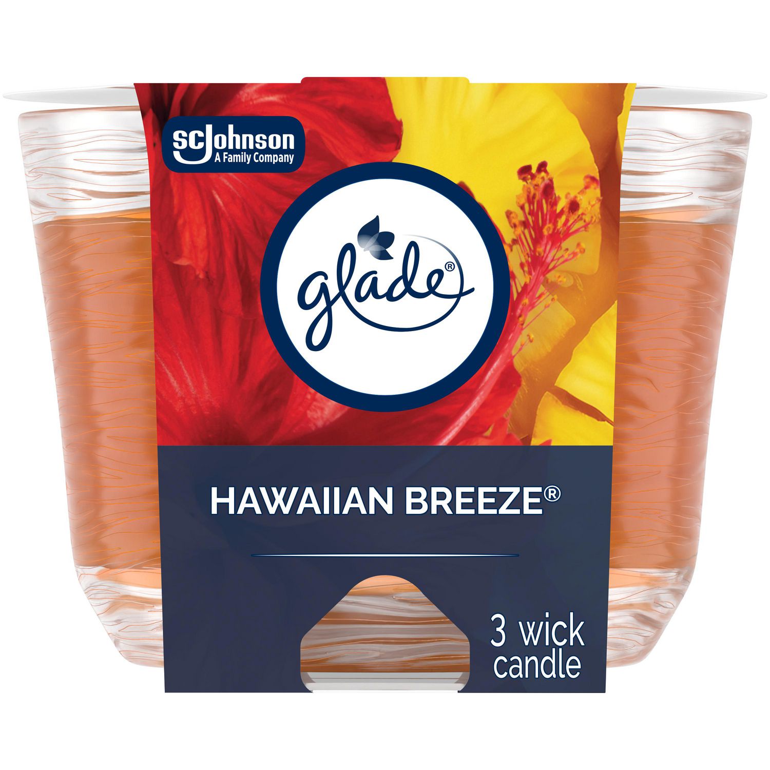 Glade 3Wick Candle Hawaiian Breeze, Quickly Fills Rooms With Essential