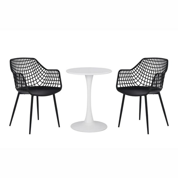 Patioflare Plus Collection Recycled Plastic Kana Patio Bistro Set, Black