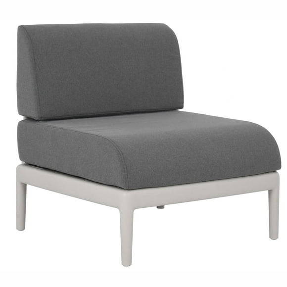 Patioflare Plus Collection Recycled Plastic Leaf Modular Armless Patio Chair, Grey