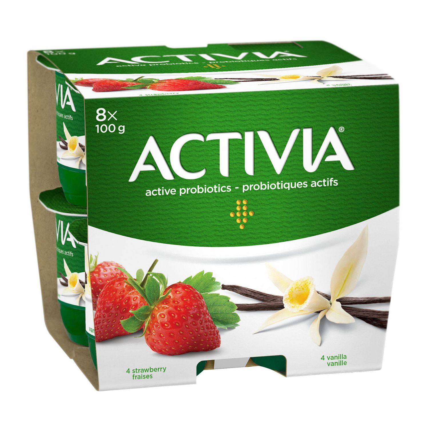 Activia Yogurt With Probiotics Stawberry Vanilla Flavour 100g Pack Of 8 Walmart Canada