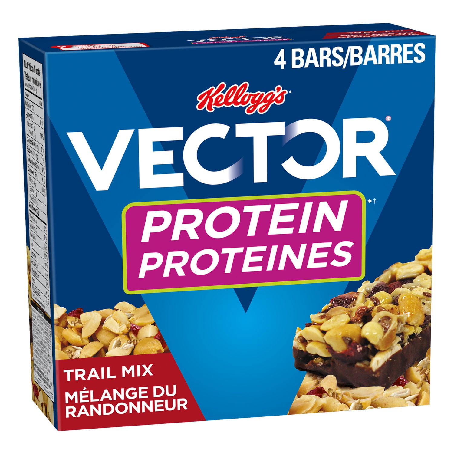 Kellogg's Vector Protein bars, Trail Mix , 160g, 4 bars Walmart Canada