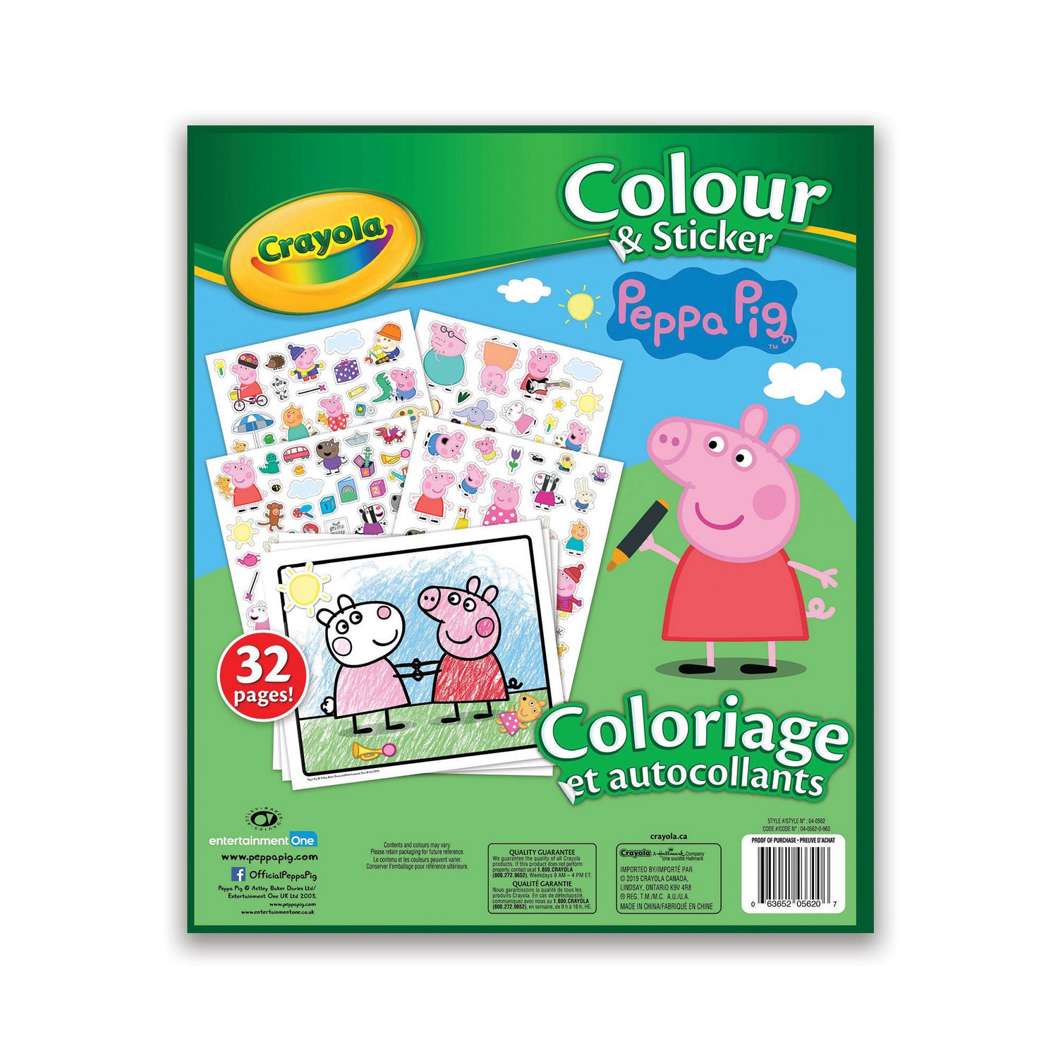 Crayola Colour & Sticker Book, Peppa Pig, Includes 32 colouring pages and 4  sticker sheets
