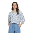 thumbnail image 2 of Chaps Women's Elbow Sleeve Notch Neck Linen Print Top, 2 of 2