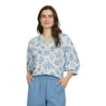 thumbnail image 2 of Chaps Women's Elbow Sleeve Notch Neck Linen Print Top, 2 of 2