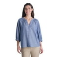 thumbnail image 2 of Chaps Women's Elbow Sleeve Notch Neck Linen Top, 2 of 2