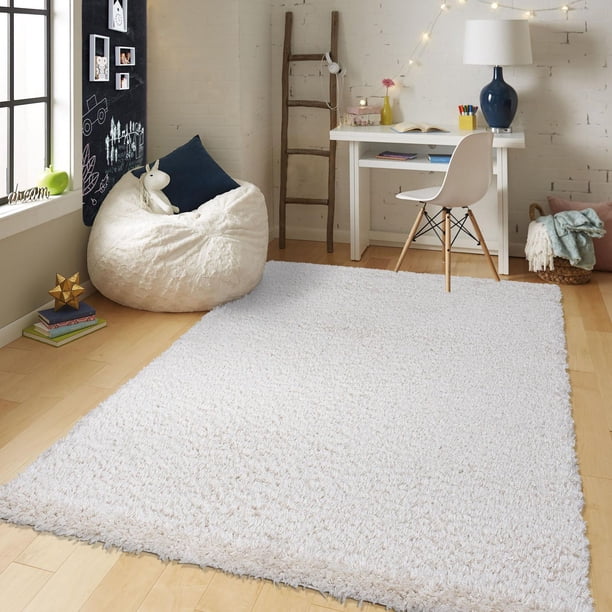 Pure Grey Fuzzy Flokati 2 ft. 7 in. x 5.ft Shaggy Indoor Area Rug ...