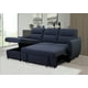 K-Living Canapé-lit sectionnel en tissu de lin Liam en bleu marine – image 1 sur 1