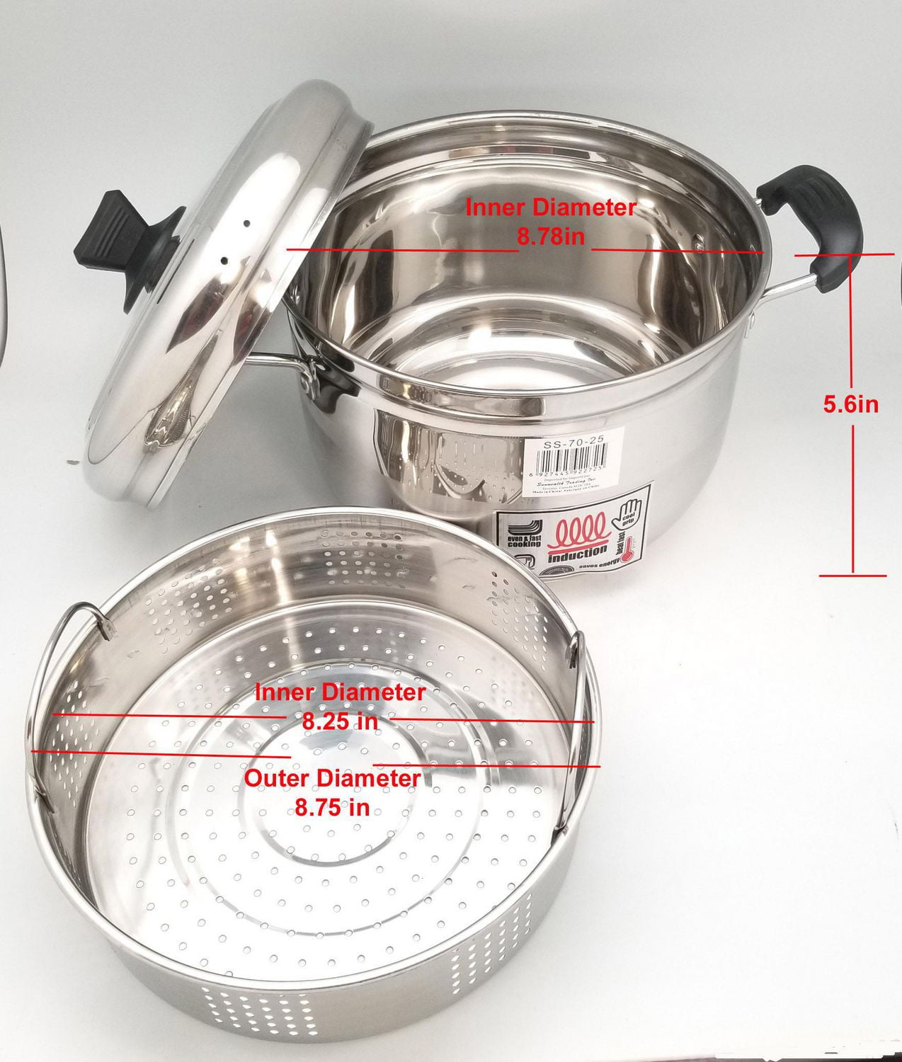 Sunwealth Multi-purpose Japanese style 5.9 quarts stainless Steel Steamer  with removable steaming tray and glass lid. - Walmart.ca