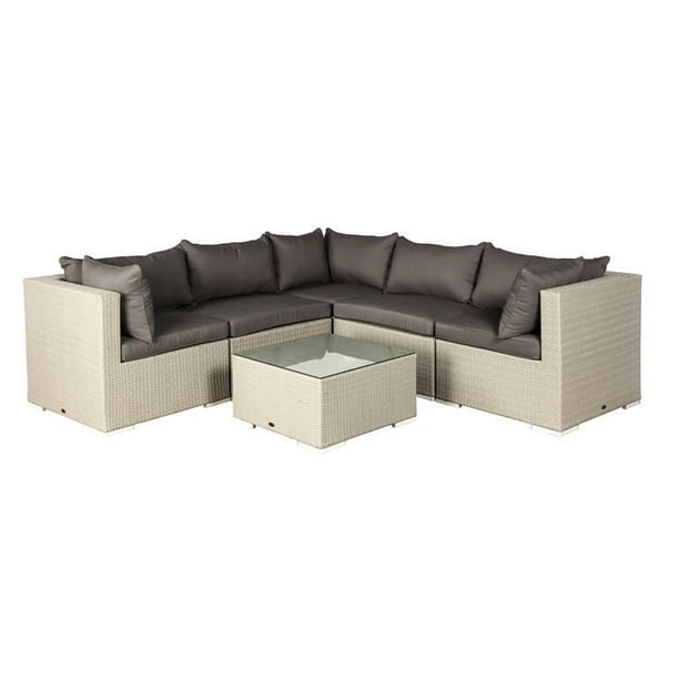 Patio Flare Napier Wicker Grey Sofas & Sectionals Set with Dark Grey Cushions