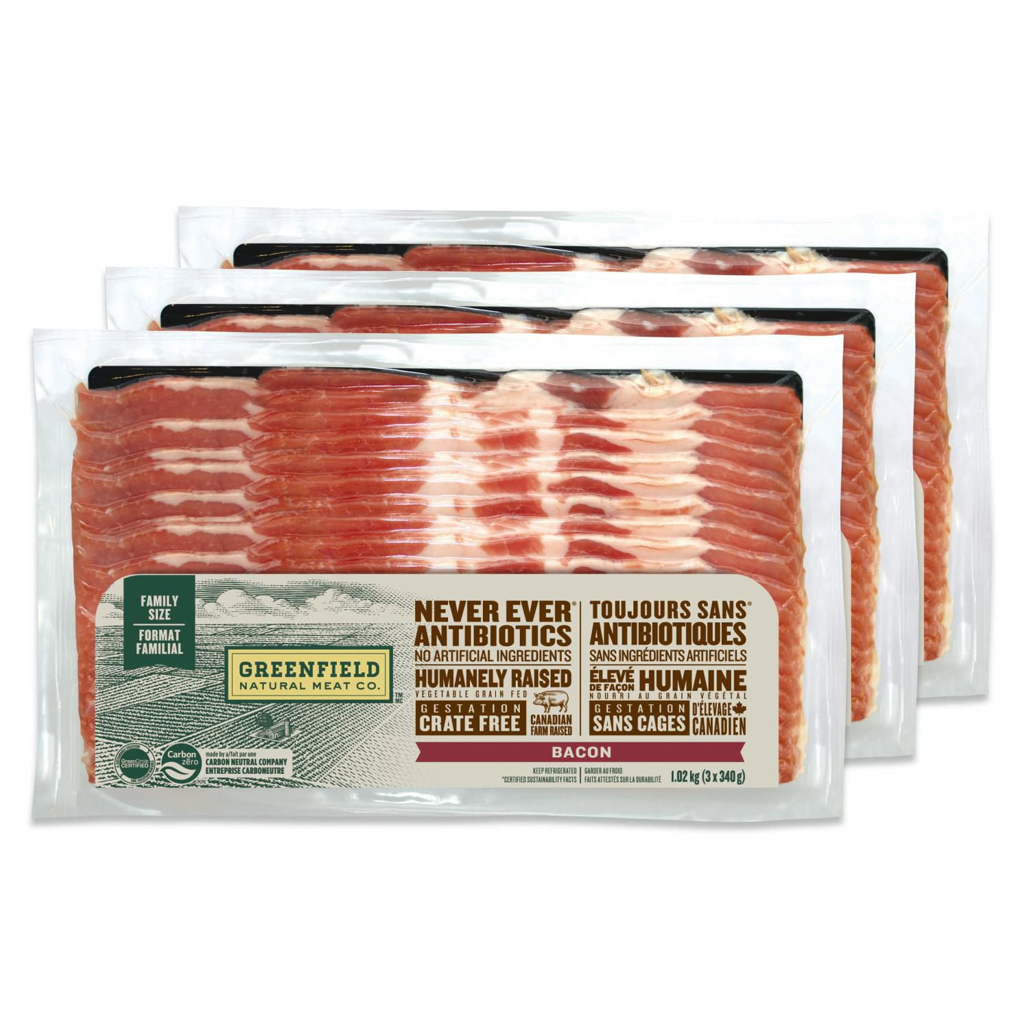 Bacon format familial Greenfield Natural Meat Co 340 g