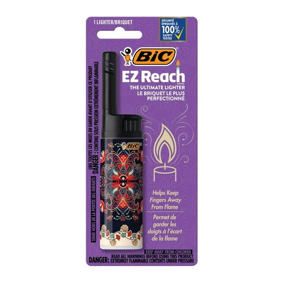 BIC EZ Reach Lighters, The Ultimate Lighter with Extended Wand (1.45-inch), Assorted Colours, 1-Count, 1-Count