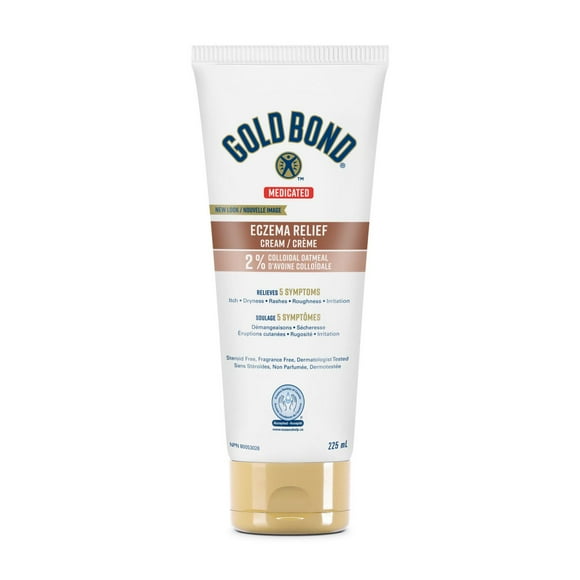 Gold Bond Medicated Eczema Relief Cream, 225ml Tube, Steroid and Fragrance Free Eczema Cream With 2% Colloidal Oatmeal to Relieve Rashes, Itching and Irritation Associated With Eczema, 225 mL