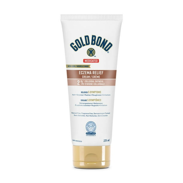 Gold Bond Eczema Relief Crème Médicamentée - 225 mL - Aide à soulager les irritations mineures de la peau et les démangeaisons - Pour hommes et femmes - Hydrate et nourrit le corps - Combat la sécheresse et les éruptions 225 ml