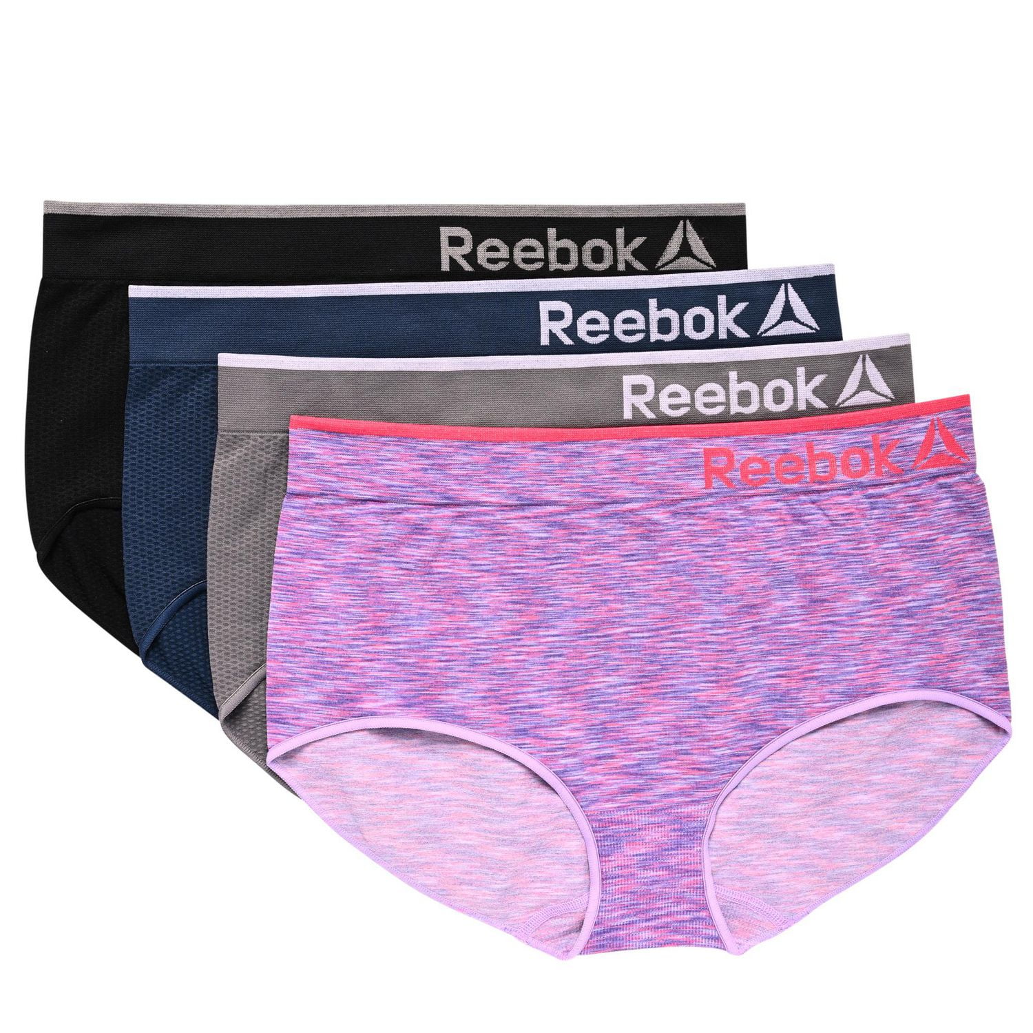 REEBOK XLarge 4-Pack Performance Seamless G-String Thong Panties  Black/Gray/Red