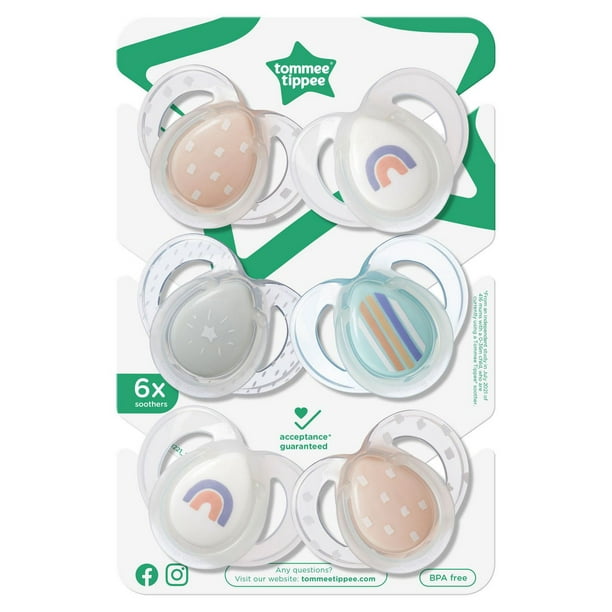 Tommee Tippee Ultra-Light Silicone Pacifier, Includes Sterilizer Box, 0-6m,  2-Count (Colors Will Vary), 0-6 months, 2 Count 