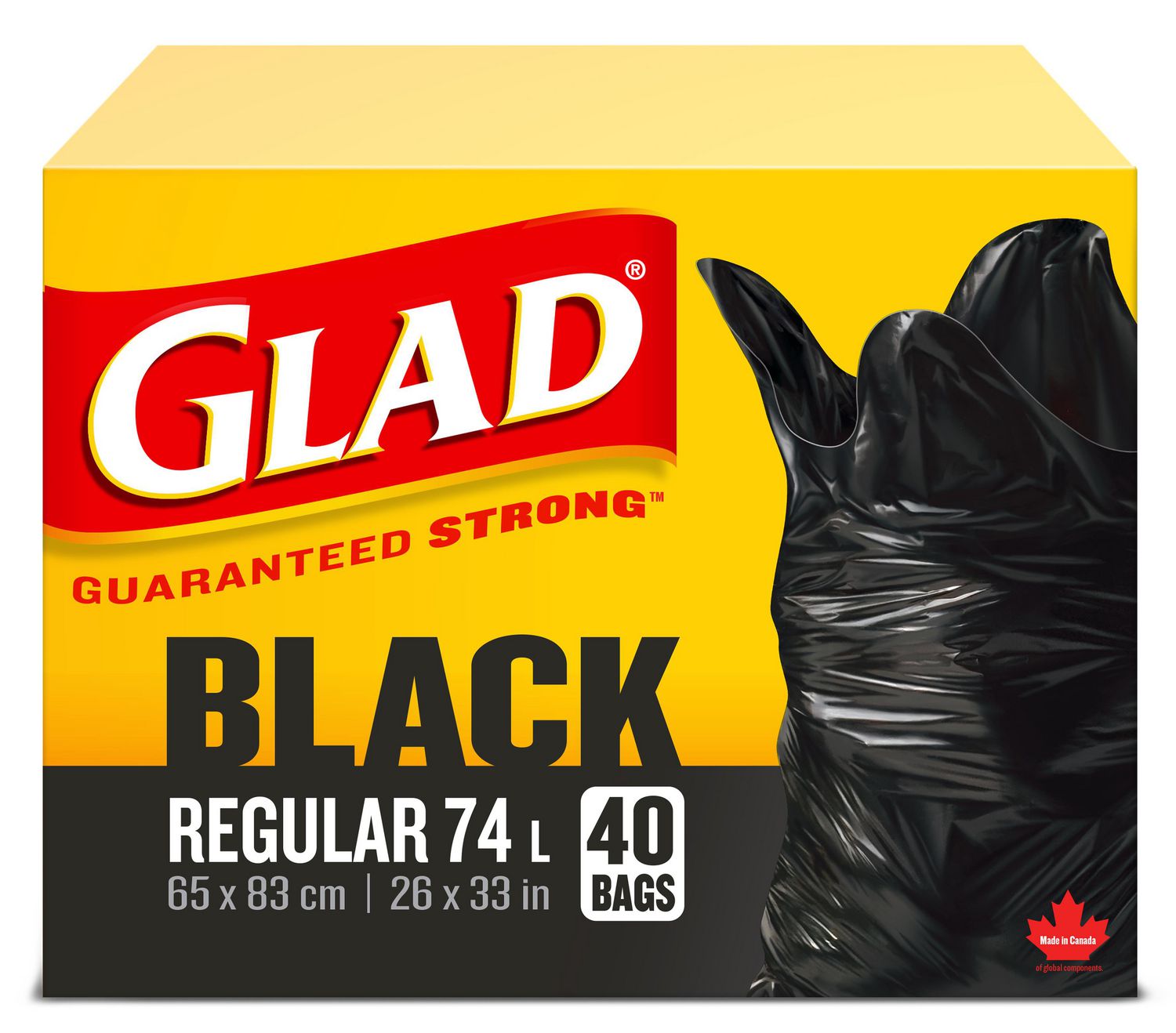 Glad Black Garbage Bags Regular 74 Litres 40 Trash Bags Walmart Canada 