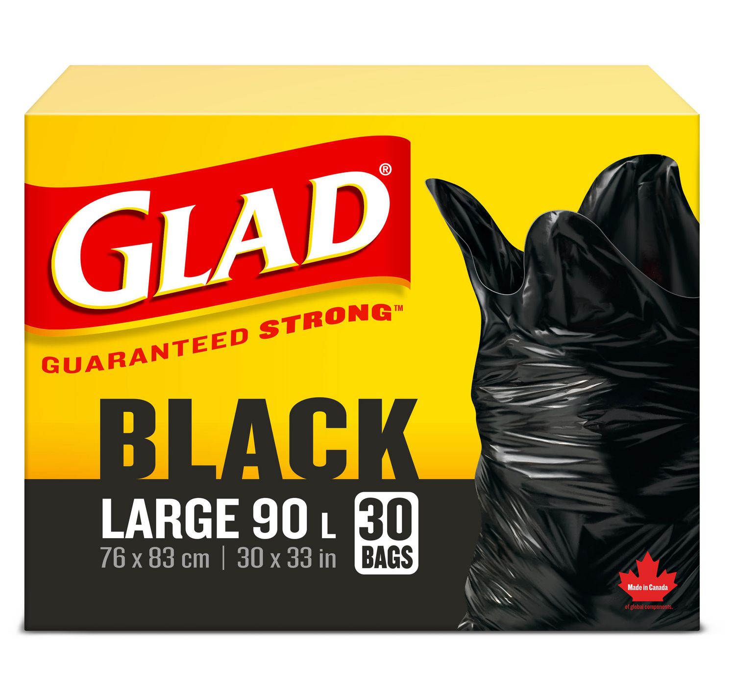 Glad Black Garbage Bags - Large 90 