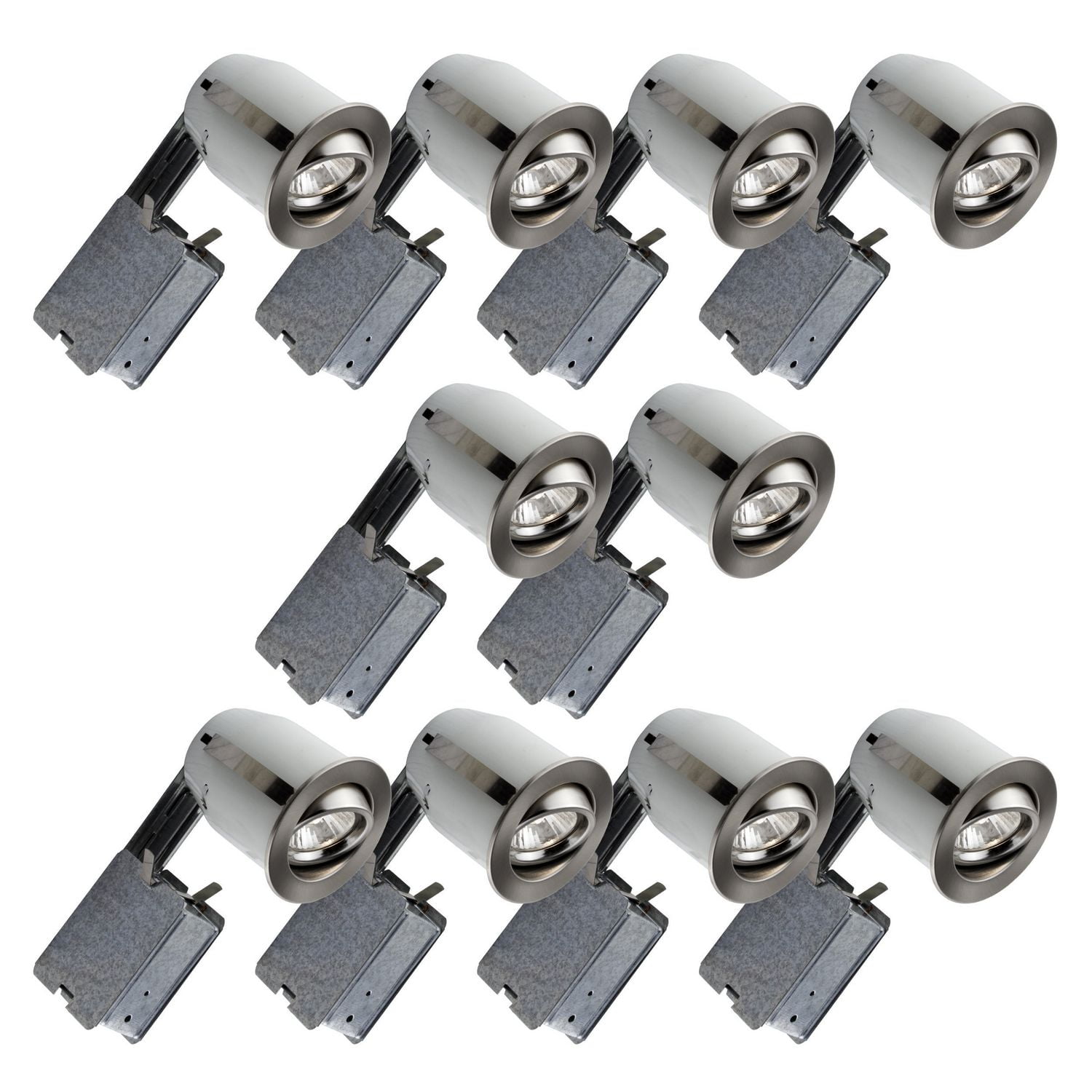 BAZZ 3in. Brushed Chrome Recessed Halogen Lighting Kit (10Pack