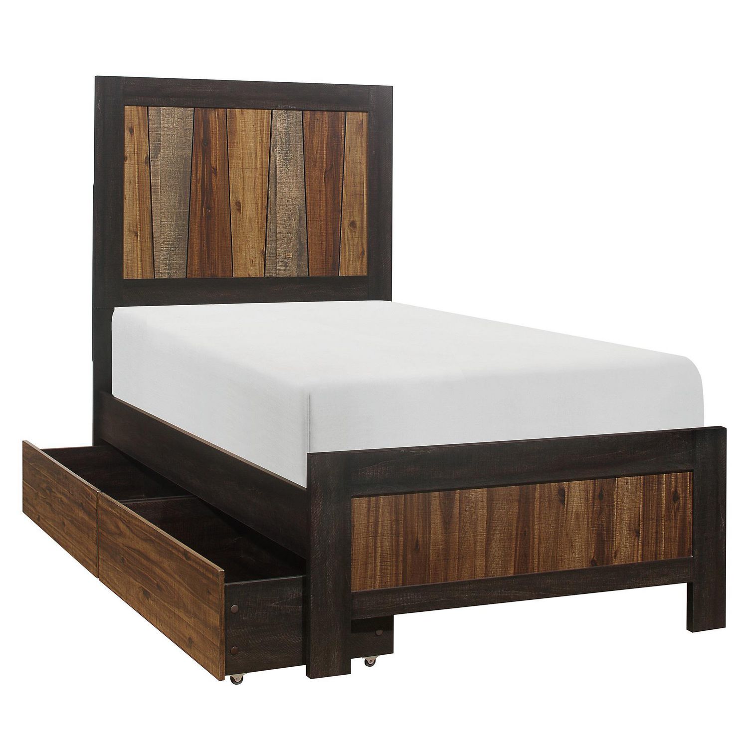 Topline Home Furnishings Multitone Rustic Twin Bed with Toy Boxes