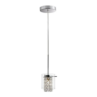BAZZ Single Pendant with Clear Round Glass Shade and Glass Beads