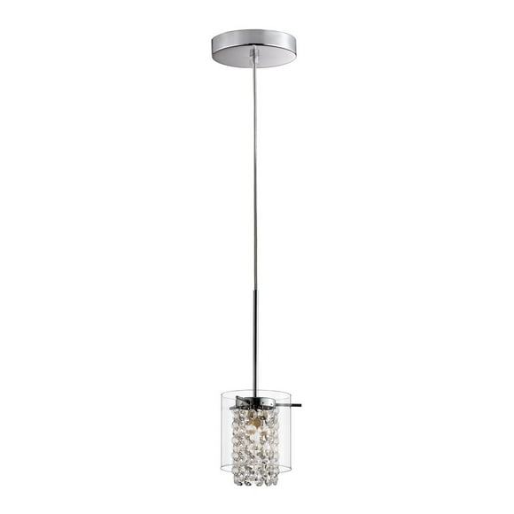 BAZZ Pendentif simple abat-jour rond verre clair et perles verre