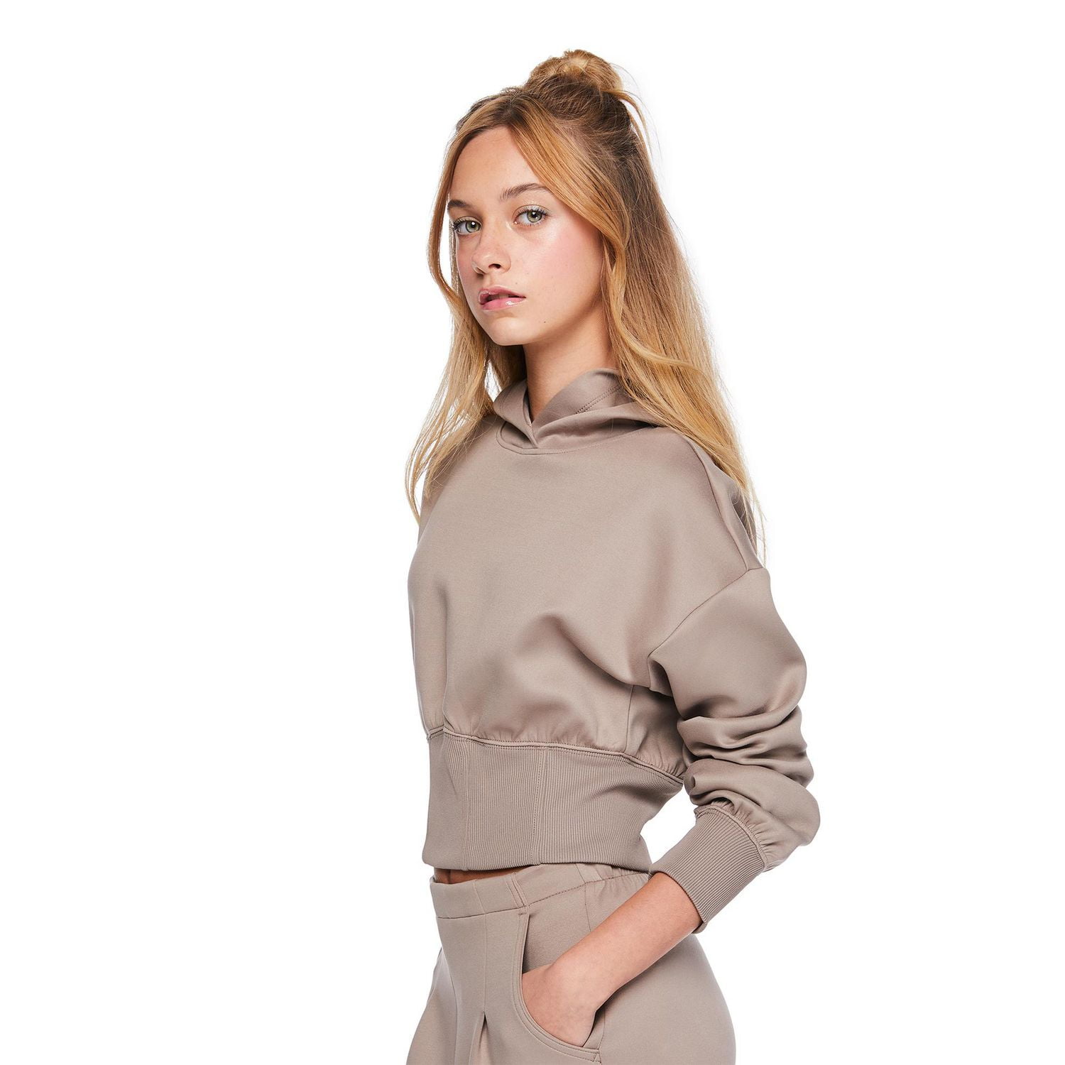 My Sister's Closet Girls' Long Sleeve Cropped Corset Hoodie