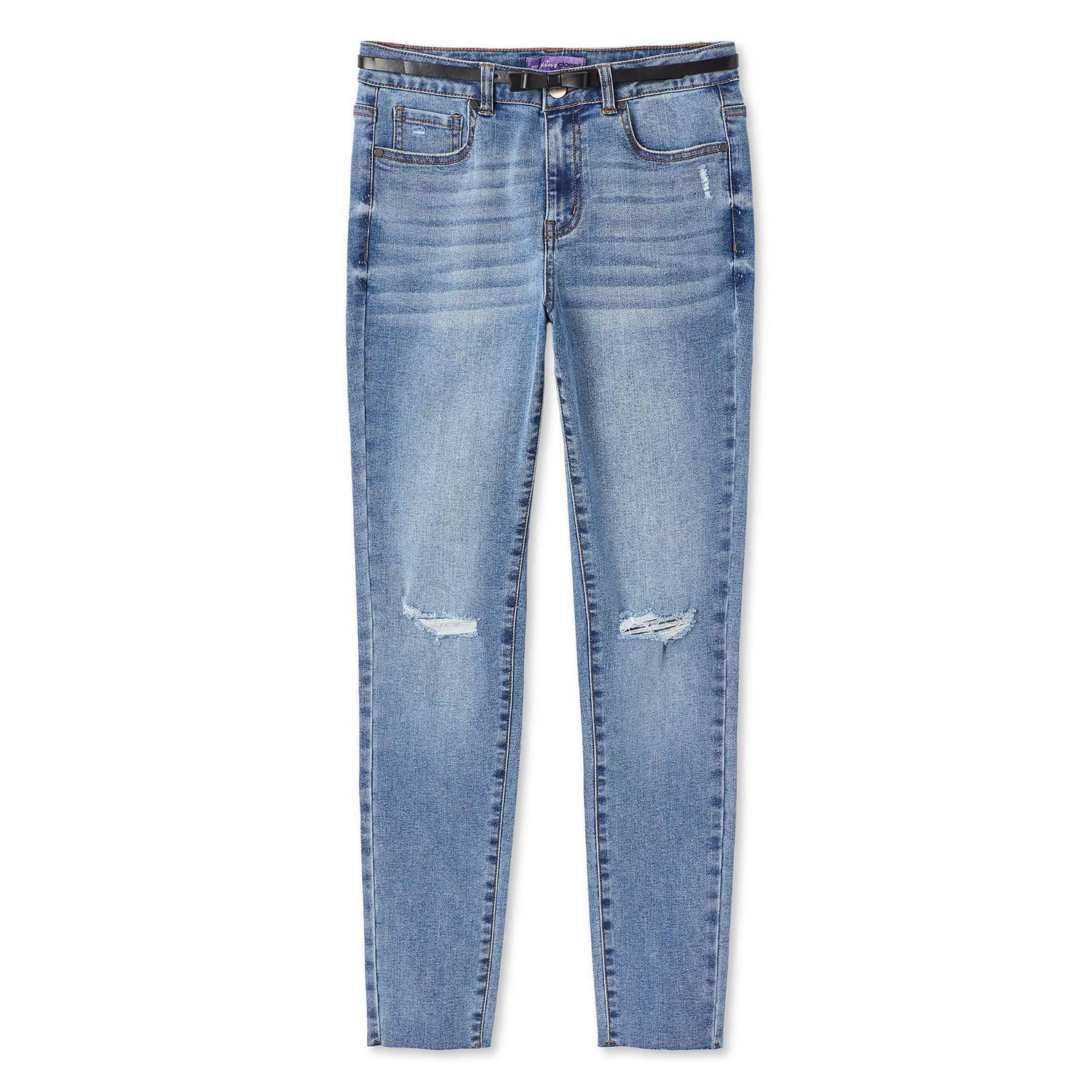 My Sister's Closet Girls' Bow Belt Skinny Deconstructed Jean