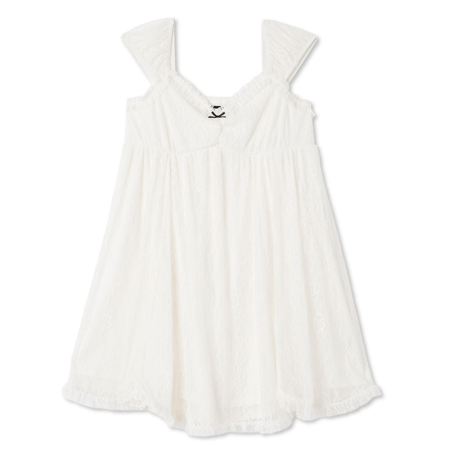 My Sister's Closet Girls' Cap Sleeve Hanky Hem Lace Babydoll Dress