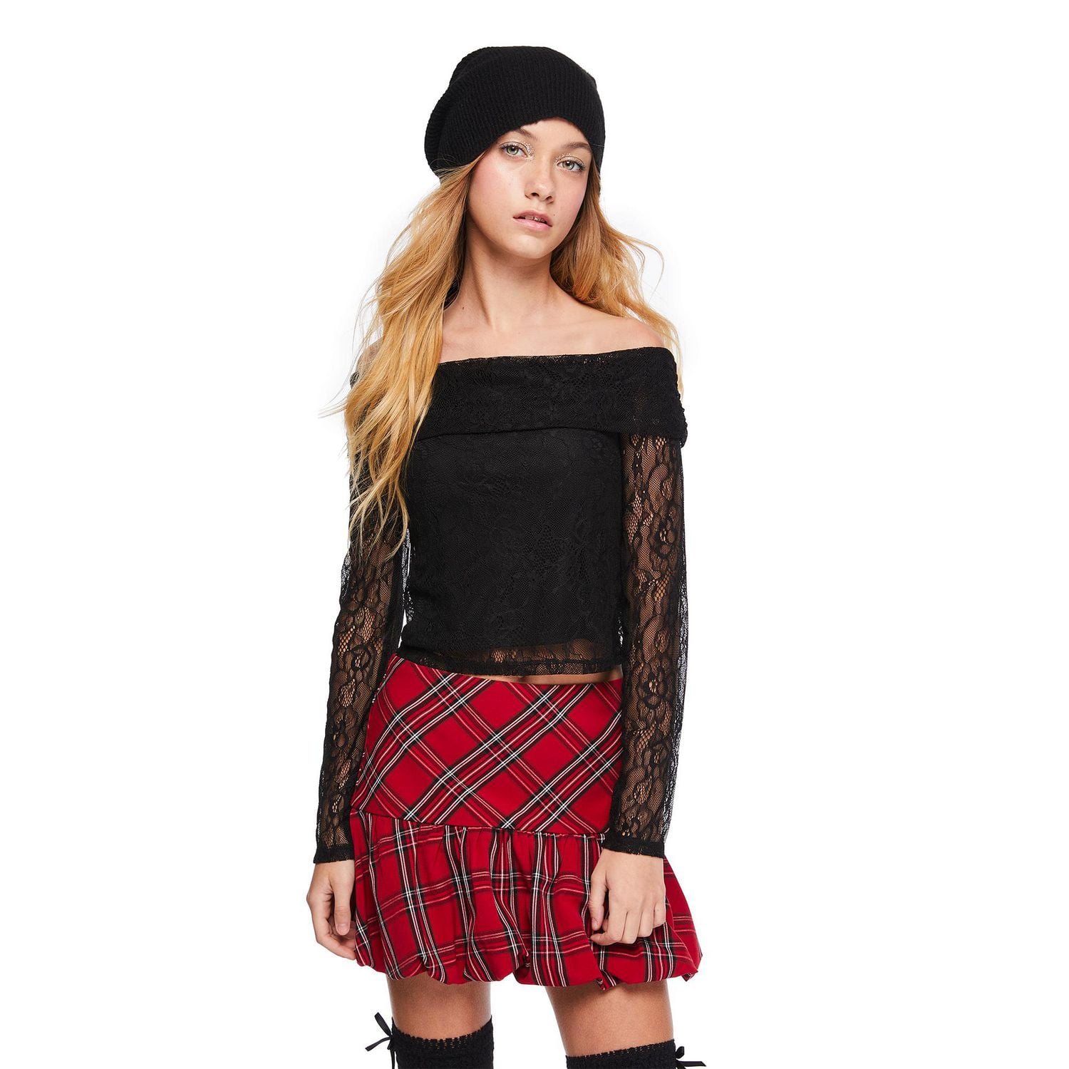 My Sister's Closet Girls' Off-the-Shoulder Long Sleeve Lace Top