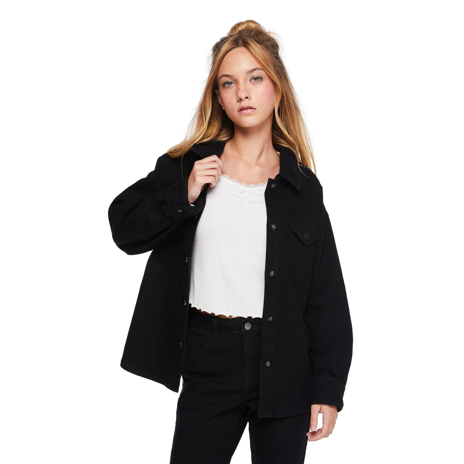 Veste-chemise avec boutons à pression et clous My Sister’s Closet pour filles