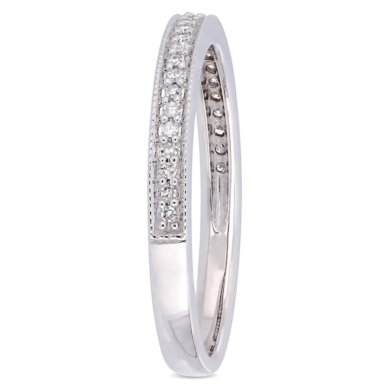 Miabella 1/8 Carat T.W. Diamond 14 K White Gold Eternity Wedding Band
