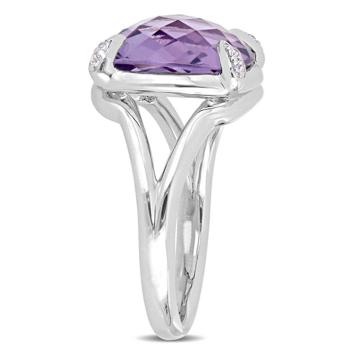 Tangelo 7-4/5 Carat T.G.W. Amethyst And White Topaz Sterling Silver Cocktail Ring