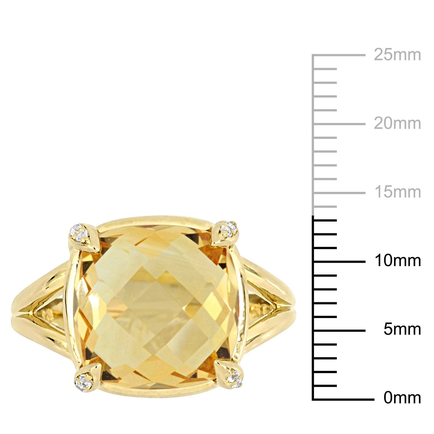 Tangelo 7 Carat T.G.W. Citrine And White Topaz Yellow-Plated Sterling Silver Cocktail Ring
