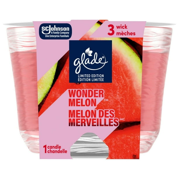 Glade® Scented Candle Air Freshener, Stay Cool Watermelon, 3Wick