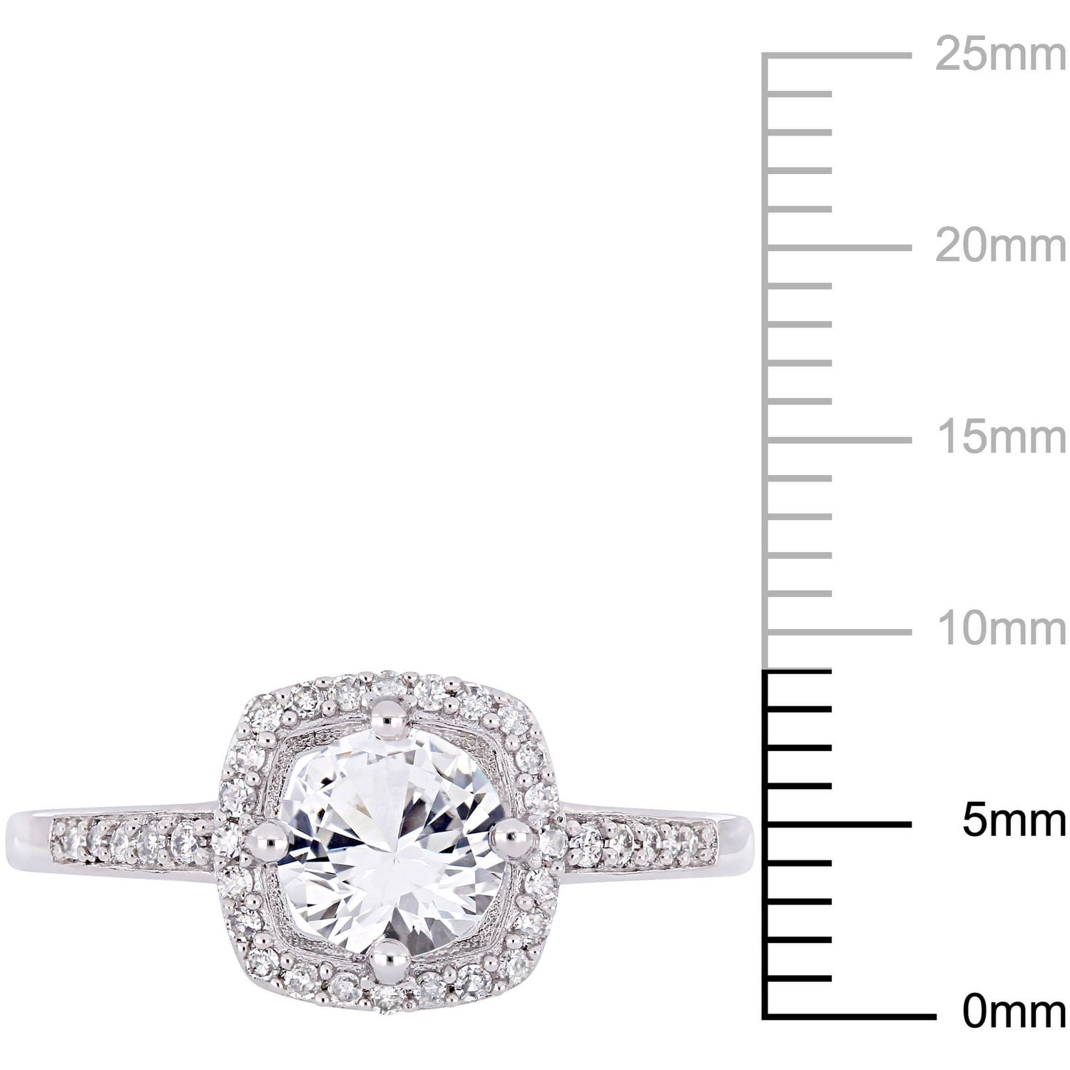 Miabella 1 Carat T.G.W. Created White Sapphire And 1/7 Carat T.W. Diamond 10 K White Gold HALO Ring