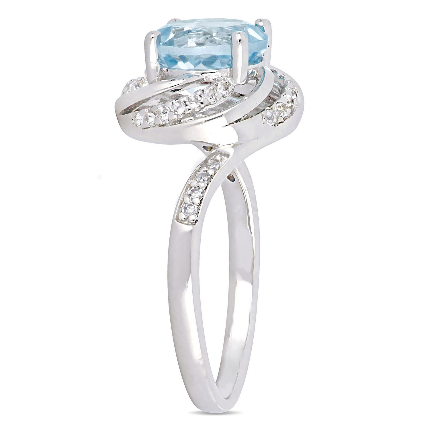 Bague torsadée Tangelo avec topaze bleu-ciel et blanches 2-1/2 CT PBT et accents de diamants en argent sterling