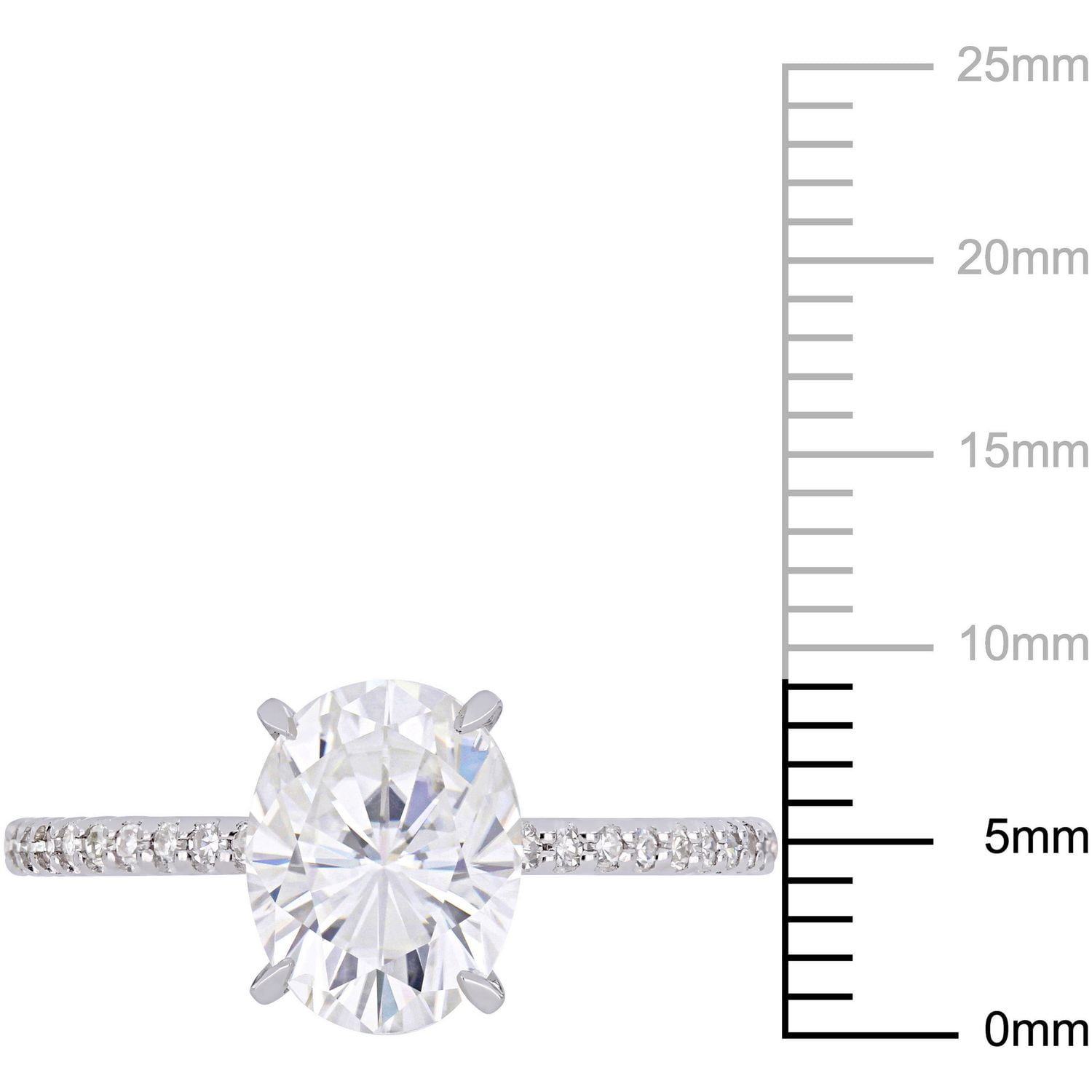 Miabella 2 Carat T.G.W. Moissanite And 1/10 Carat T.W. Diamond 14 K White Gold Engagement Ring