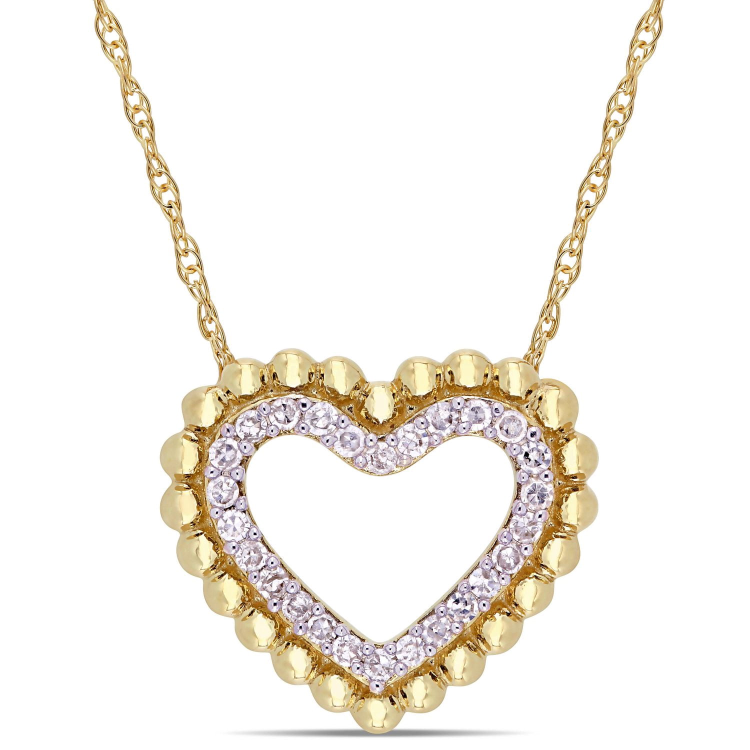 Miabella 1/8 Carat T.W. Diamond 10 K Yellow Gold Heart Necklace, 17" Walmart Canada