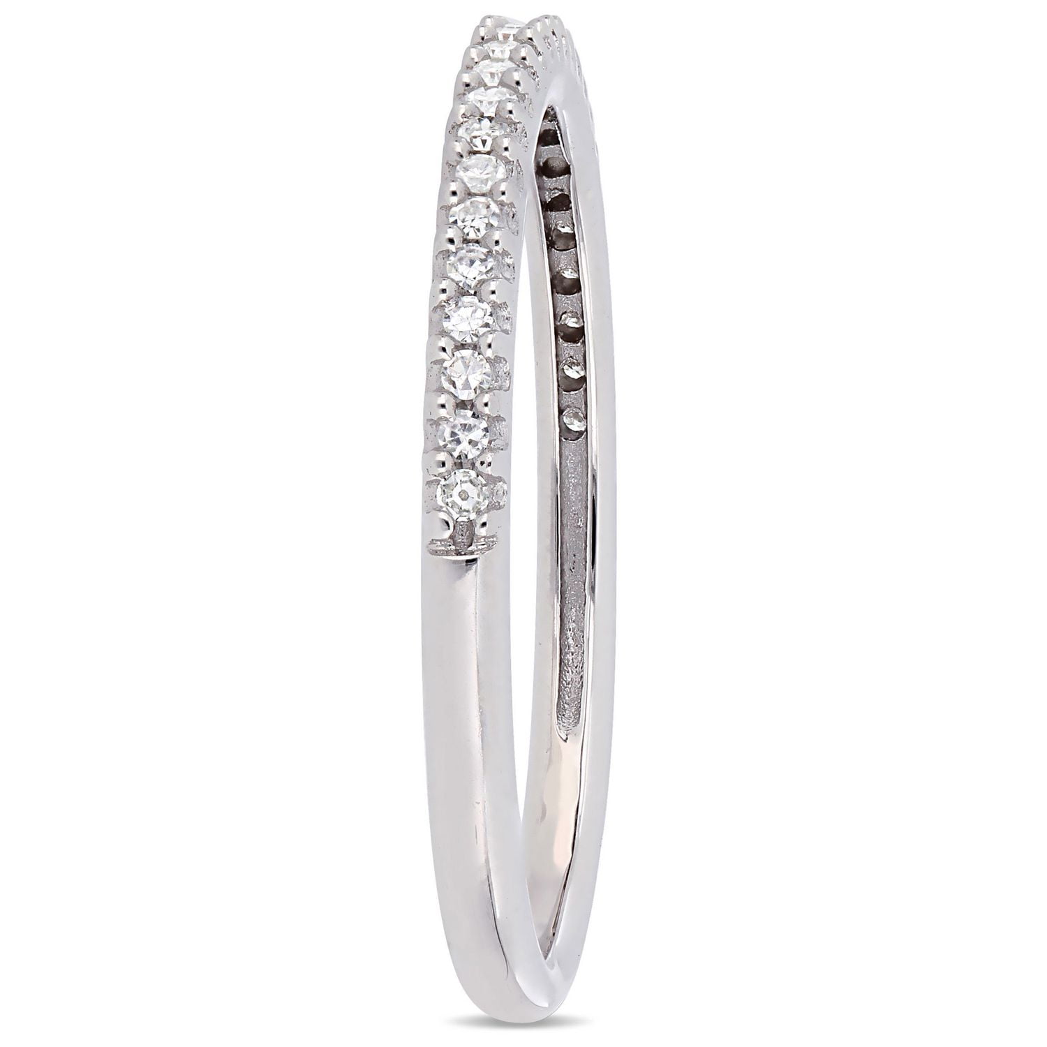 Bague de mariage style éternité Miabella avec diamants 1/8 CT poids total en or blanc 14K