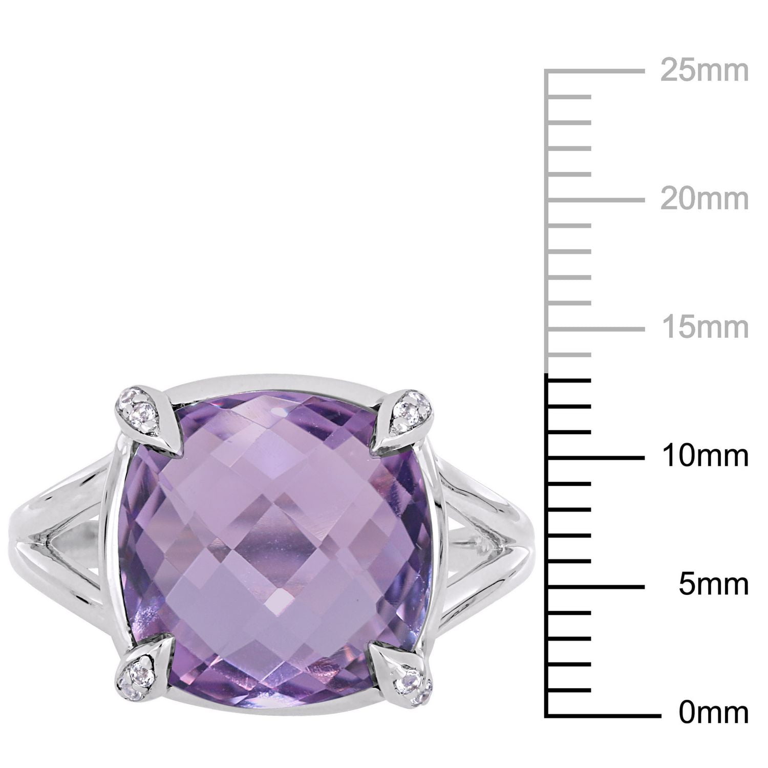 Bague cocktail Tangelo avec améthyste et topazes blanches 7-4/5 CT PBT en argent sterling