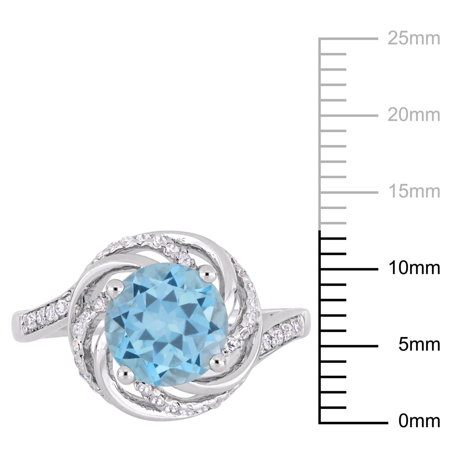 Bague torsadée Tangelo avec topaze bleu-ciel et blanches 2-1/2 CT PBT et accents de diamants en argent sterling