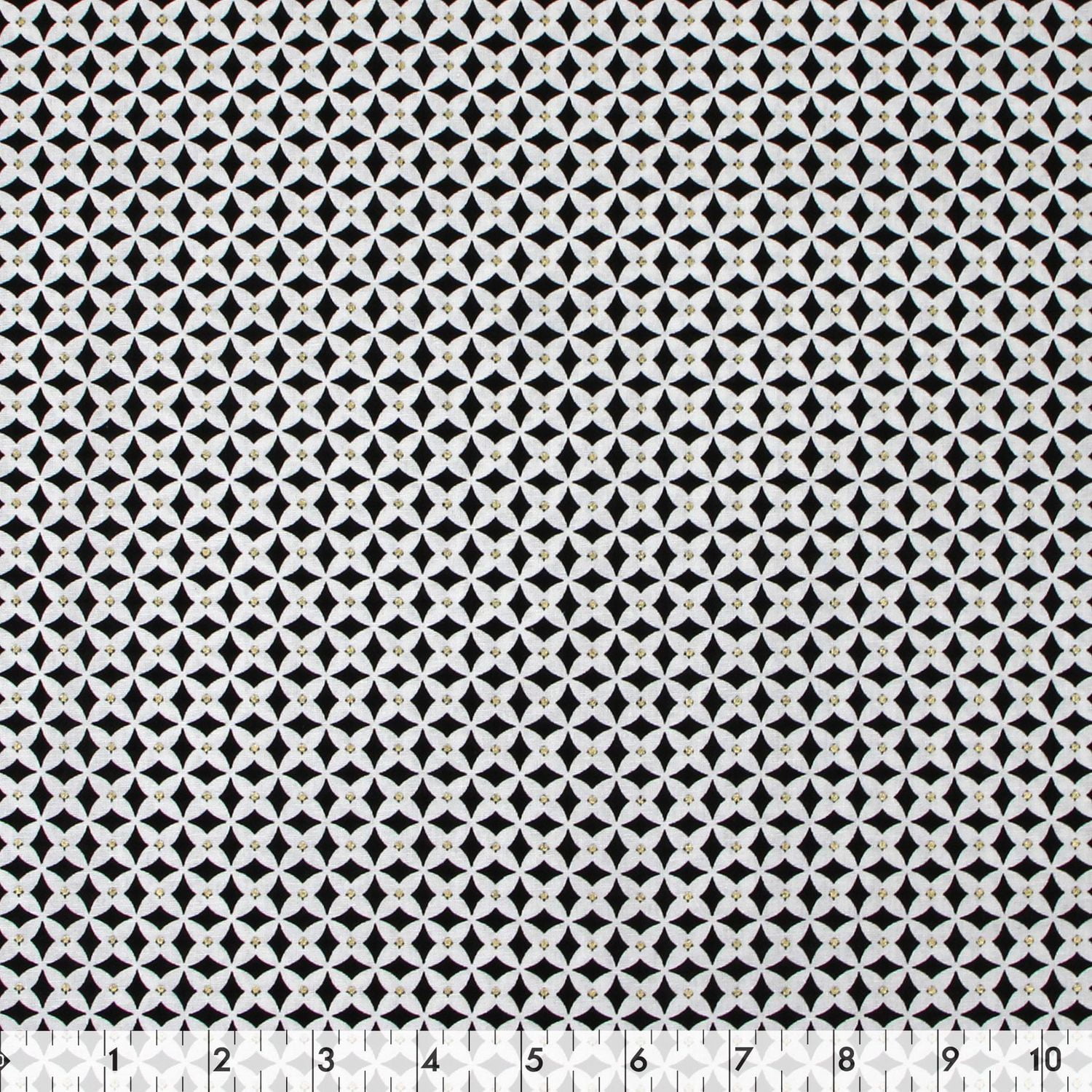 Fabric Creations White Black Metallic Flowers Cotton Fabric by the ...