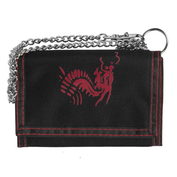 R70 Men's Trifold Nylon Red Wallet with Chain