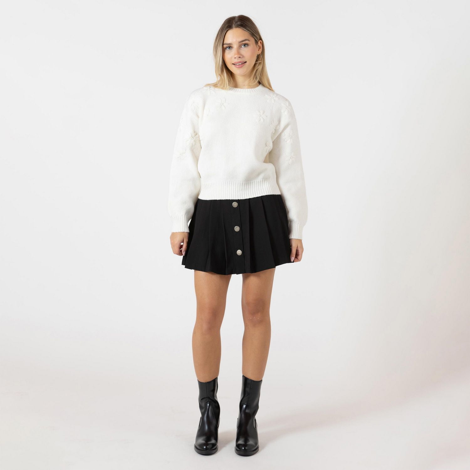 Bloom Girl mini-jupe plissée avec boutons