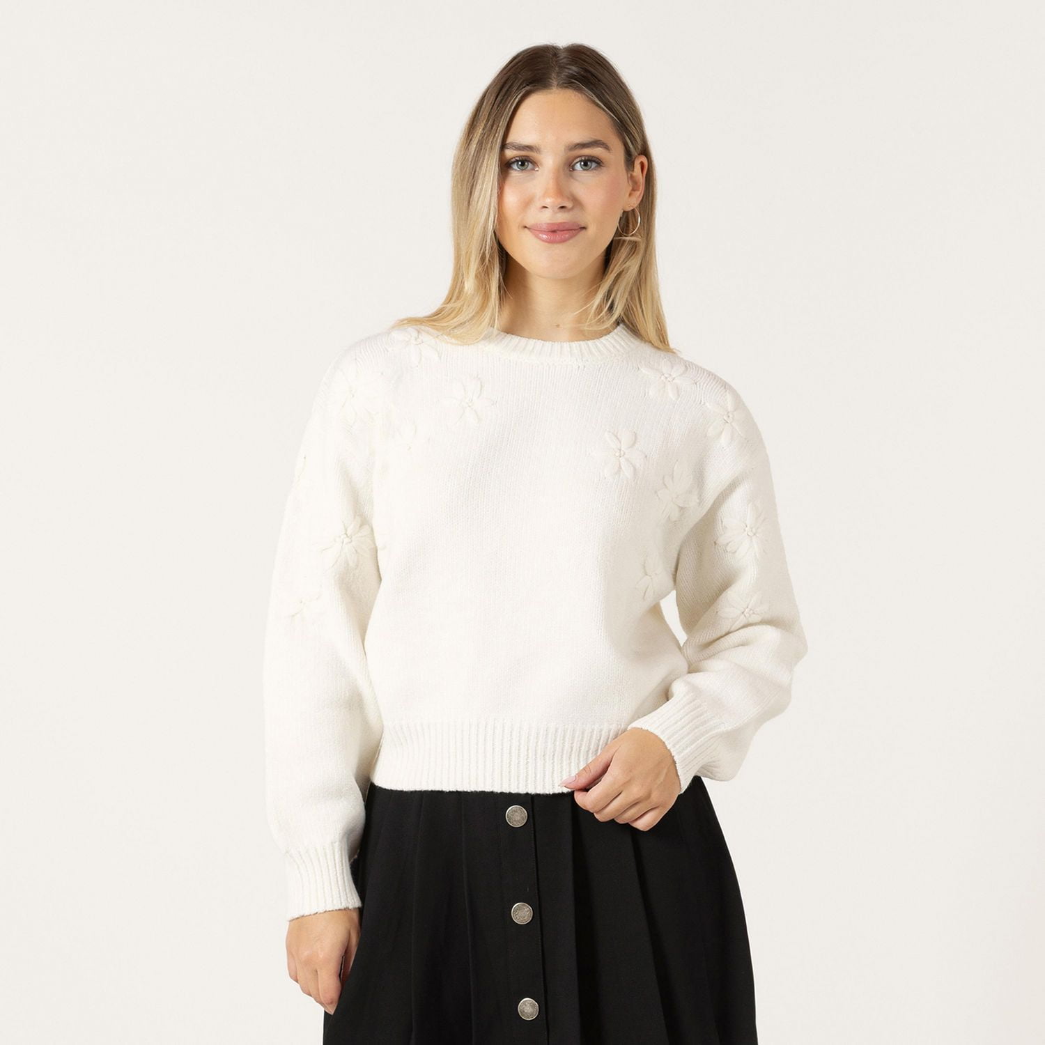 Bloom Girl Long sleeve sweater with floral details