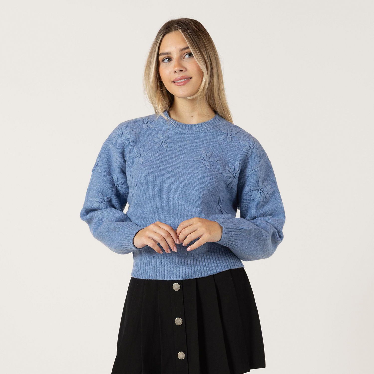 Bloom Girl Long sleeve sweater with floral details